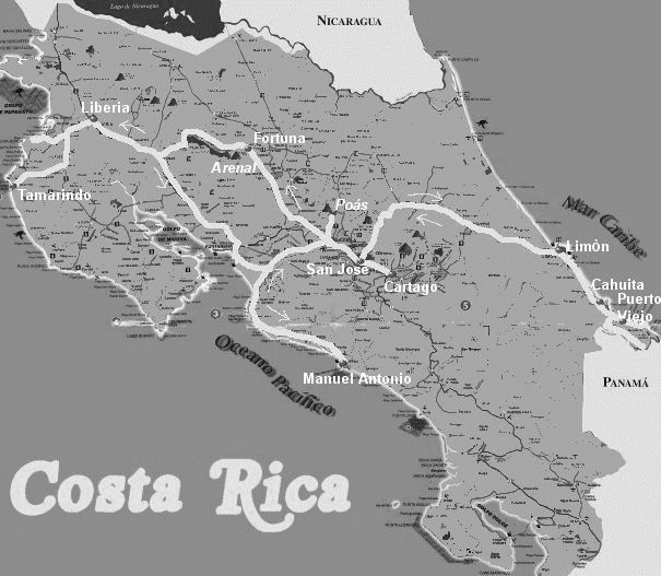 map of costa rica